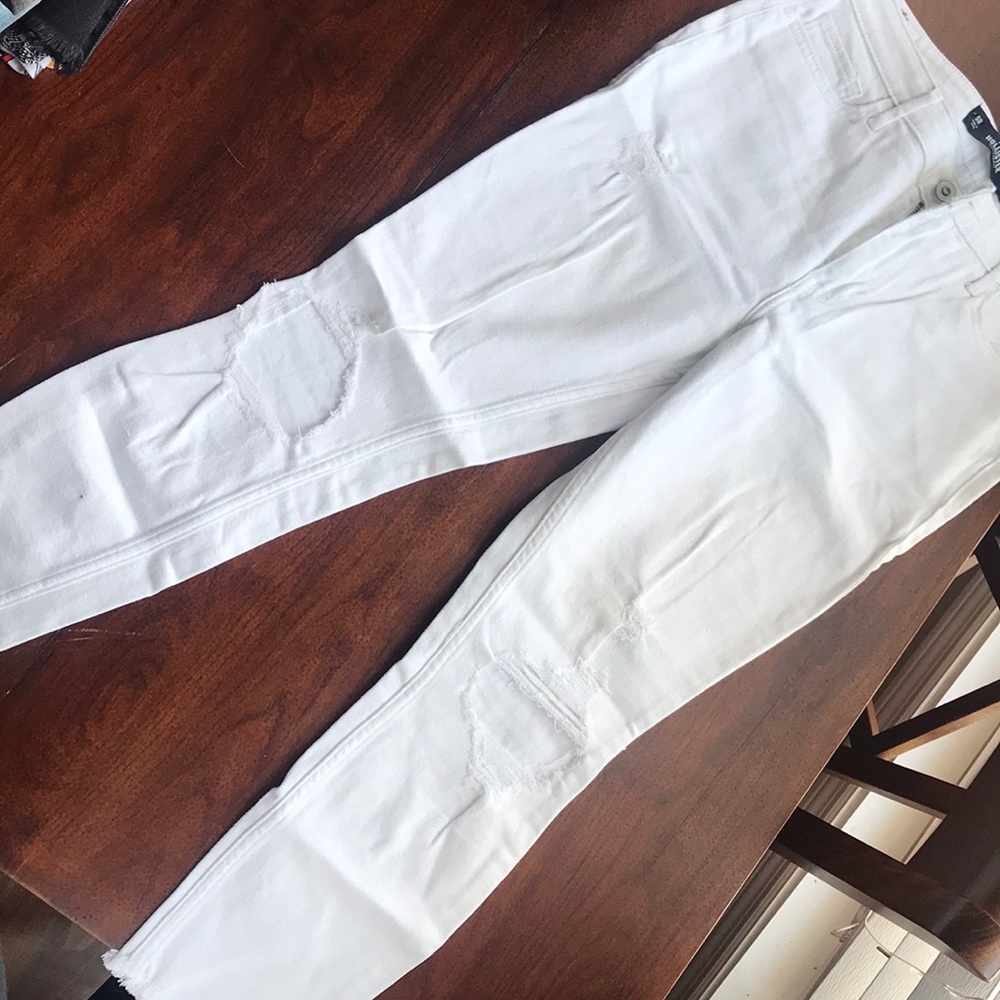White jeans hollister distressed ripped